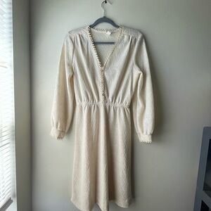 Women’s Union Made Vintage Elegant Lace Cream Dress Size 14
